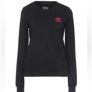 Women’s MARKUS LUPFER Black Crewneck Sweatshirts With Gap Tooth Lip Patch